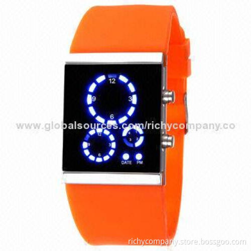 LED watch with silicone watchband
